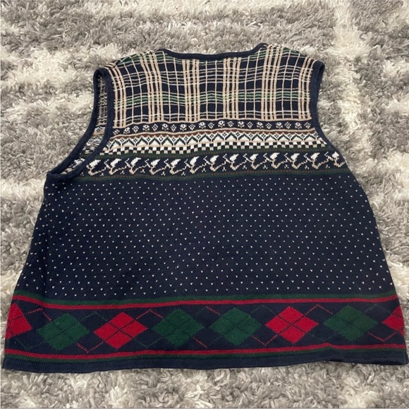 VTG Crystal Kobe Button Down Multicolor Holiday Vest Size 2X - Picture 6 of 7